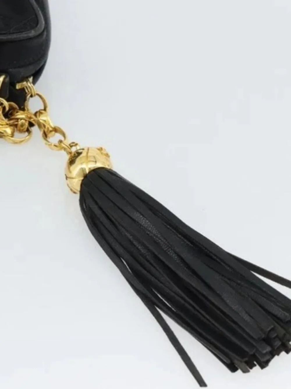 CHANEL Matelasse Chain Shoulder Bag Satin Black Gold CC Auth 189794V